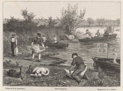 Skaczący łabędziami autorstwa Henry Robert Robertson