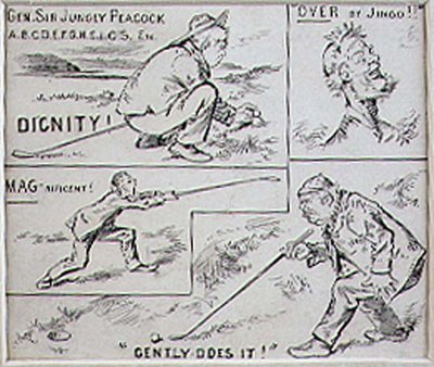Golfing Moves, ilustracja z magazynu „Graphic”, wyd. c.1870 (lito) autorstwa Henry Sandercock