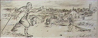 The Furious Golfer, ilustracja z magazynu „Graphic”, wyd. c.1870 (lito) autorstwa Henry Sandercock