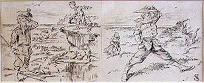 Niecierpliwy golfista, ilustracja z magazynu „Graphic”, wyd. c.1870 (lito) autorstwa Henry Sandercock