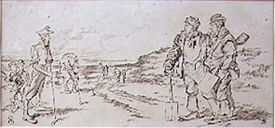 Roadmen niepokojeni przez Golfistów, ilustracja z magazynu „Graphic”, wyd. c.1870 (lito) autorstwa Henry Sandercock