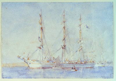 Francuski statek Marecual de Cashes [Mareschal de Cashes] w Falmouth, lipiec 1914, początek XX wieku (akwarela) autorstwa Henry Scott Tuke