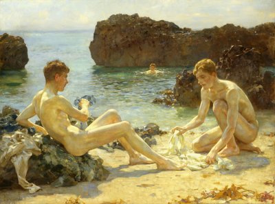 Kąpiący się w słońcu, 1927 autorstwa Henry Scott Tuke