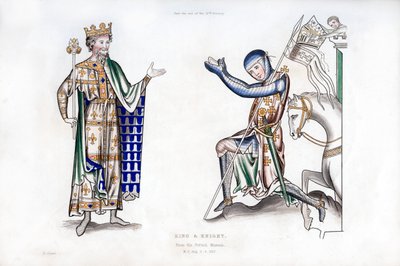 Król i rycerz, koniec XII wieku, 1843. autorstwa Henry Shaw