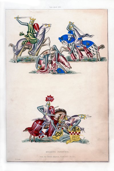 Walczący rycerze, ok. 1260, 1843 r. autorstwa Henry Shaw