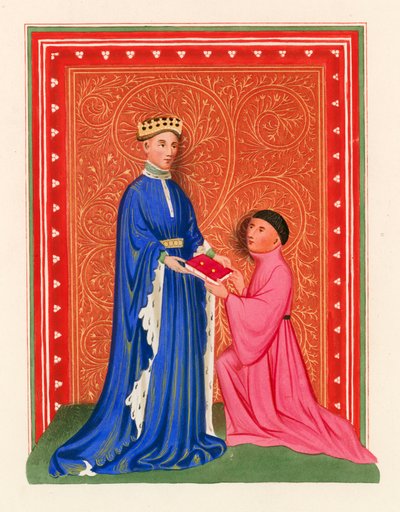 Occleve przedstawia swoją księgę Henrykowi V, ok. 1410 autorstwa Henry Shaw