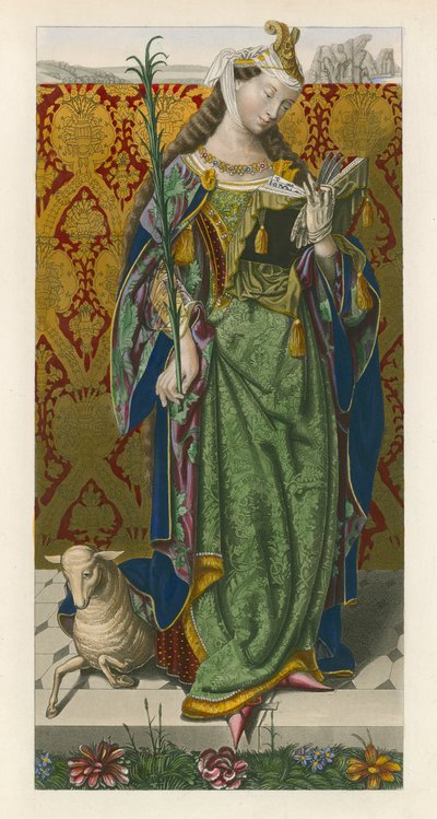 Św. Agnieszka, ok. 1520, z obrazu Lucasa van Leyden autorstwa Henry Shaw