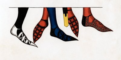 Wąż i buty noszone przez książąt na dworze Edwarda III, 1312-1377, 1840. autorstwa Henry Shaw