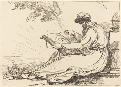Orientalna z brodą, czytająca książkę autorstwa Henry Singleton