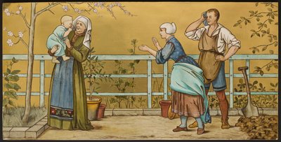 Niemowlę, tablica przedstawiająca ilustrację z Siedmiu Wieków Szekspira, wyroby Minton, Staffordshire, 1874 (ceramika emaliowana) autorstwa Henry Stacey after Marks