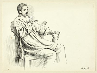Siedzący mężczyzna palący fajkę autorstwa Henry Stacy Marks