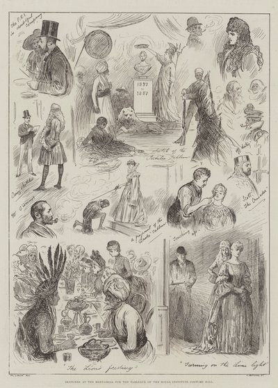 Szkice na próbie balu kostiumowego Royal Institute autorstwa Henry Stephen Ludlow
