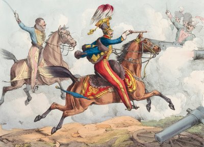 Szarża kawalerii w bitwie w XIX wieku. autorstwa Henry Thomas (after) Alken