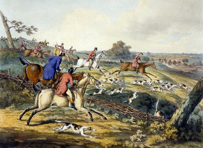 Pełny krzyk z „Polowania na lisy”, grawerowane przez Thomasa Sutherlanda (1785-1838) (kolor lito) autorstwa Henry Thomas (after) Alken