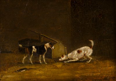 Dwa teriery Ratting, ok. 1805-51 (olej na panelu) autorstwa Henry Thomas (follower of) Alken