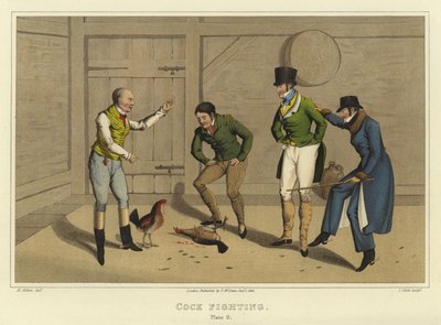 Walka kogutów (chromolitho) autorstwa Henry Thomas Alken