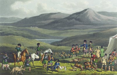 Sporting Meeting in the Highlands, akwatinta I. Clarka, wyd. Thomas McLean, 1820, (akwatinta) autorstwa Henry Thomas Alken