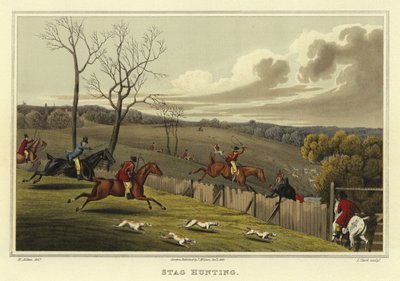 Polowanie na jelenie (chromolitho) autorstwa Henry Thomas Alken