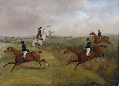 Grand Leicestershire Steeplechase, 12 marca 1829: Ostatnia jesień Dicka Christiana - powszechnie nazywana „nagłówkiem” autorstwa Henry Thomas Alken