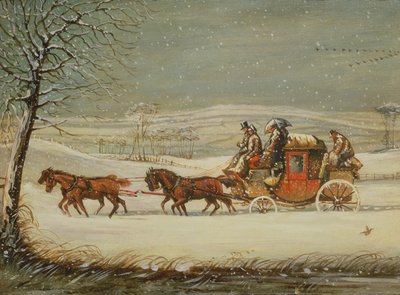Royal Mail w zimie (olej na panelu) autorstwa Henry Thomas Alken