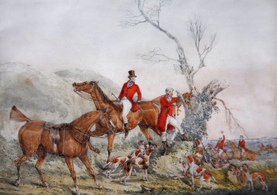 Treeing the Fox, ok. 1830 r. (ołówek i akwarela na papierze) autorstwa Henry Thomas Alken