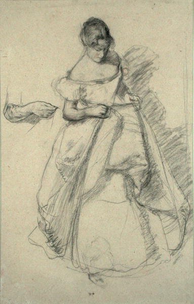 Studium dziewczynki (czarna kreda z czerwoną kredą) autorstwa Henry Tonks