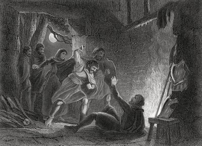 Śmierć hrabiego Desmond, z „Historii Irlandii” Thomasa Wrighta, opublikowanej ok. 1854 r. autorstwa Henry Warren