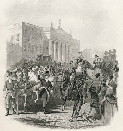 Wizyta państwowa Jerzego IV w Irlandii, 12 sierpnia 1821, z „Historii Irlandii” Thomasa Wrighta, opublikowanej ok. 1854 autorstwa Henry Warren