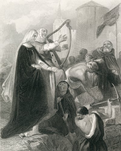 Mury New Ross, hrabstwo Wexford, Irlandia w 1798, z „Historii Irlandii” Thomasa Wrighta, opublikowanej ok. 1854 (rycina) autorstwa Henry Warren