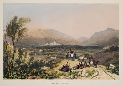 Plains and City of Vitoria, ze Szkiców scenerii w baskijskich prowincjach Hiszpanii, z wyborem muzyki narodowej?, pub. 1838 (grawerowanie ręcznie kolorowane) autorstwa Henry Wilkinson