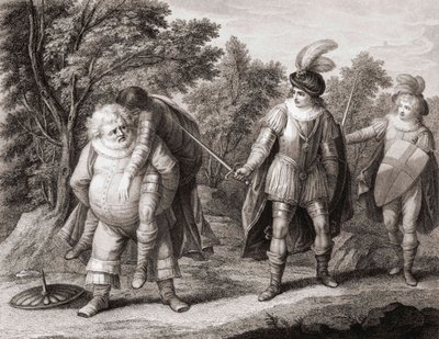 Falstaff z ciałem Hotspura na plecach. (wydrukować) autorstwa Henry William (after) Bunbury