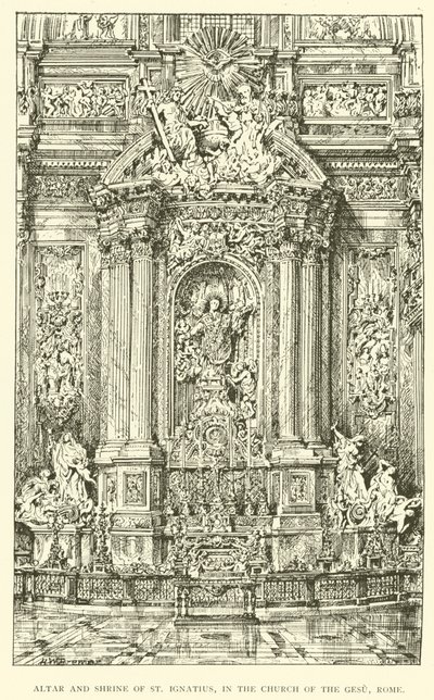 Ołtarz i sanktuarium św Ignacego w kościele Gesu w Rzymie (rycina) autorstwa Henry William Brewer
