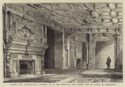 Starożytna architektura miasta, wnętrze starego domu przy ulicy Lipowej obecnie w trakcie rozbiórki autorstwa Henry William Brewer