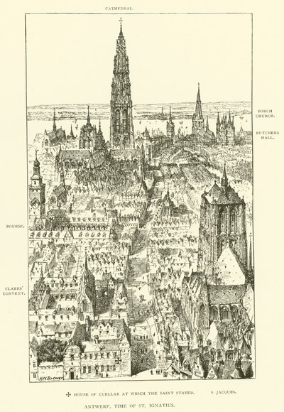 Antwerpia, czasy św. Ignacego (rycina) autorstwa Henry William Brewer