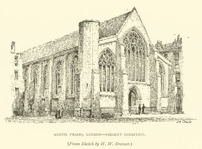 Austin Friars, Londyn, stan obecny (grafika) autorstwa Henry William Brewer