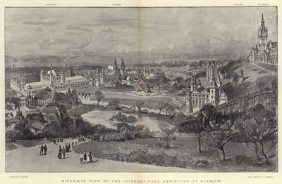 Międzynarodowa Wystawa w Glasgow z lotu ptaka autorstwa Henry William Brewer