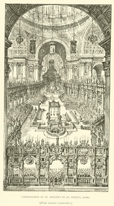 Kanonizacja św. Ignacego w Bazylice św. Piotra w Rzymie (rycina) autorstwa Henry William Brewer