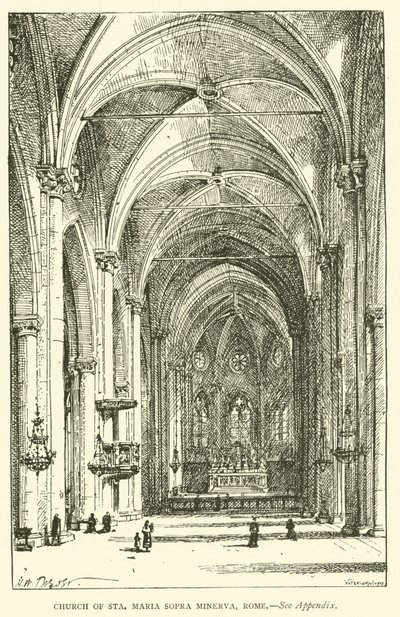 Kościół Sta Maria Sopra Minerva, Rzym (rycina) autorstwa Henry William Brewer