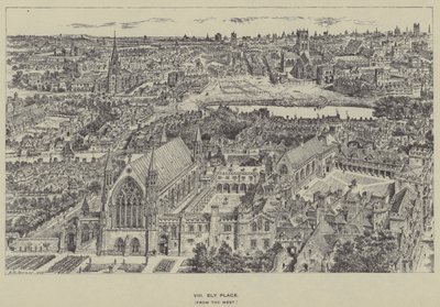Ely Place, z zachodu autorstwa Henry William Brewer