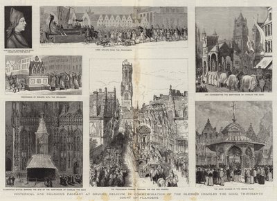 Korowód historyczny i religijny w Brugii, Belgia, na pamiątkę Błogosławionego Karola Dobrego, trzynastego hrabiego Flandrii autorstwa Henry William Brewer