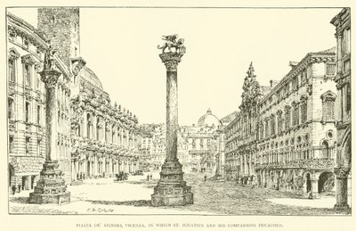 Piazza dei Signori, Vicenza, na którym głosił św. Ignacy i jego towarzysze (rycina) autorstwa Henry William Brewer