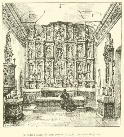 Prywatna kaplica pałacu Borgia, Gandia (rycina) autorstwa Henry William Brewer
