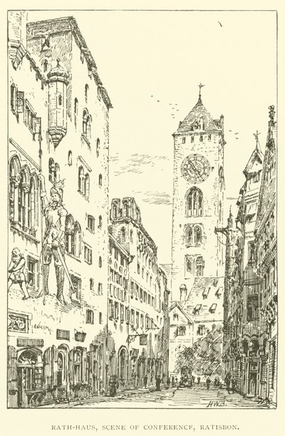 Rath-Haus, scena konferencji, Ratisbon (rycina) autorstwa Henry William Brewer