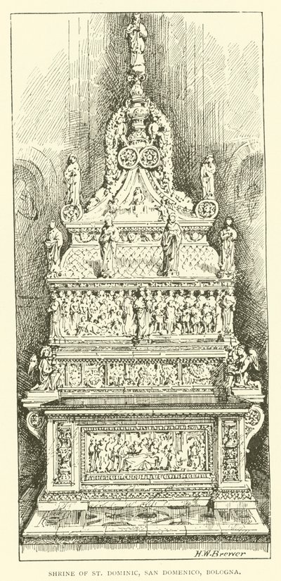 Sanktuarium św. Dominika, San Domenico, Bolonia (rycina) autorstwa Henry William Brewer