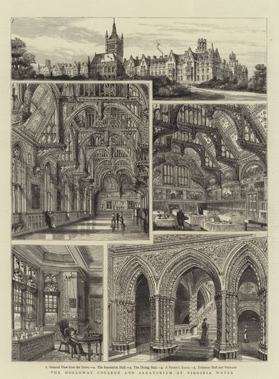 Holloway College i Sanatorium w Virginia Water autorstwa Henry William Brewer