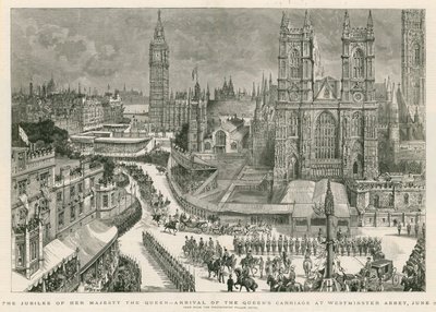 Jubileusz Jej Królewskiej Mości - przyjazd powozu królowej do opactwa westminsterskiego autorstwa Henry William Brewer