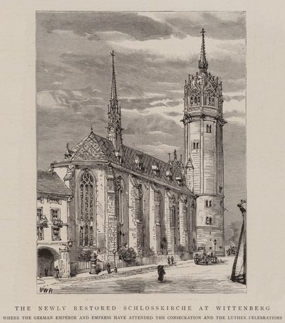 Nowo odrestaurowany kościół Schlosskirche w Wittenberdze autorstwa Henry William Brewer