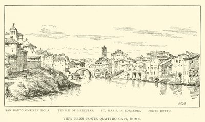 Widok z Ponte Quattro Capi, Rzym (rycina) autorstwa Henry William Brewer