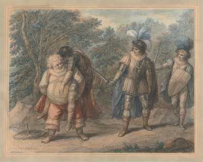 Falstaff niosący martwego Hotspura autorstwa Henry William Bunbury
