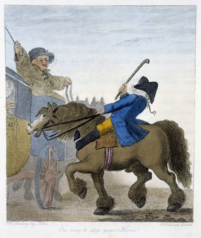 Meway zatrzymać konia - w „”angielskich bajkach o manierach jeździeckich””, ch. przez HW Bunbury, wyd. John Stockdale autorstwa Henry William Bunbury